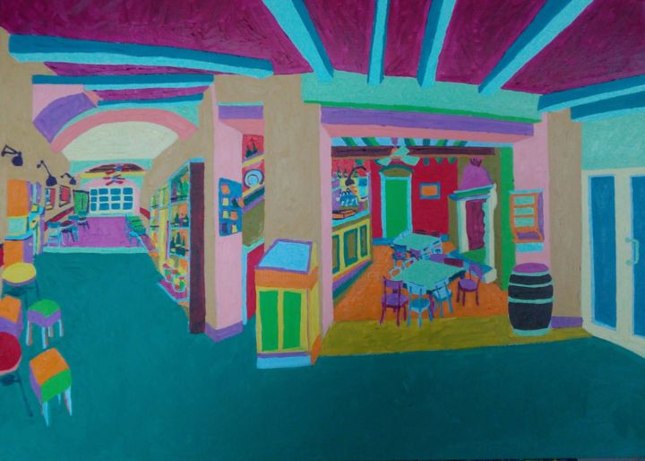 Painting titled "bar fuoricorso caff…" by Roberto Aere, Original Artwork