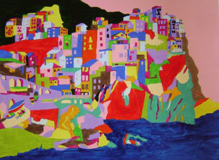 Pintura titulada "Manarola - cinque t…" por Roberto Aere, Obra de arte original, Acrílico
