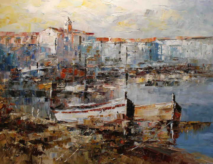 Pintura intitulada "Fishing Villages Ex…" por Roberto Fisano, Obras de arte originais, Óleo