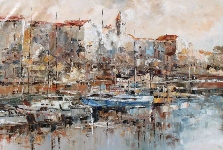 Painting titled "Fishing Villages Ex…" by Roberto Fisano, Original Artwork, Oil