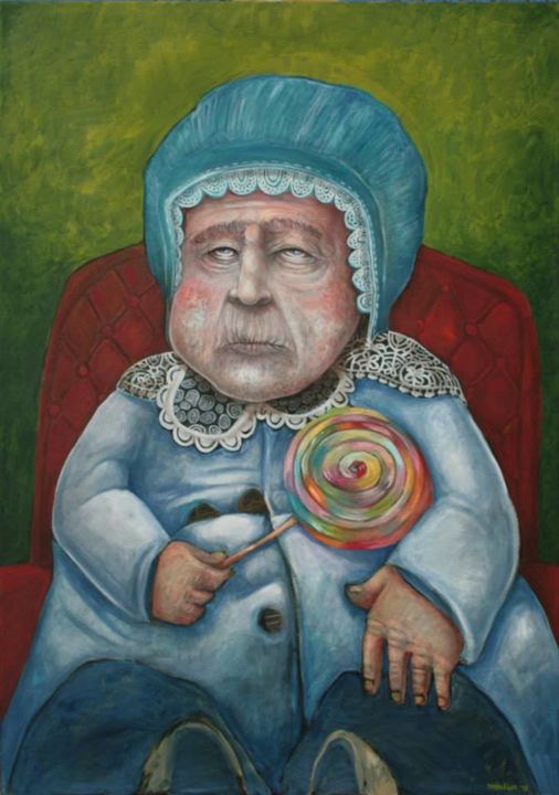 Painting titled ""Eterno Bambino"" by Roberto Marchiori, Original Artwork, Oil
