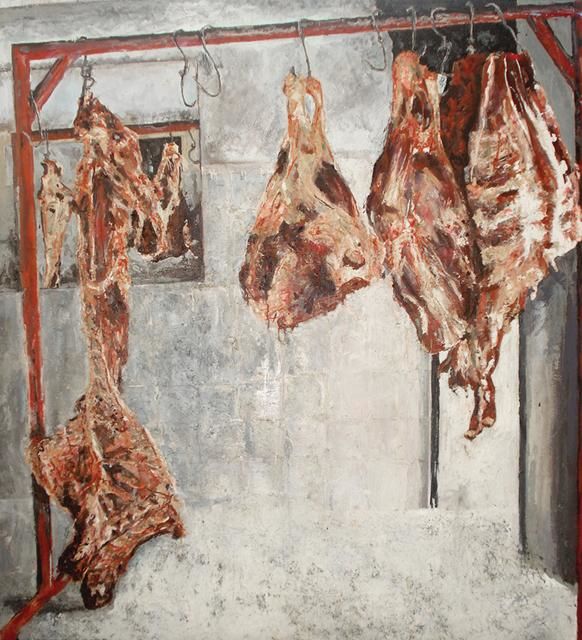 Painting titled "Carne fresca" by Roberto Sánchez, Original Artwork