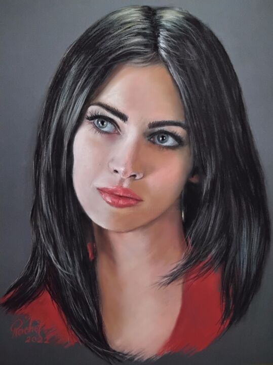 Рисунок под названием "Megan Fox portrait" - Robert Rachel, Подлинное произведение искусства, Пастель