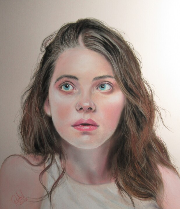 Schilderij getiteld "Portrait au pastel…" door Robert Rachel, Origineel Kunstwerk, Pastel