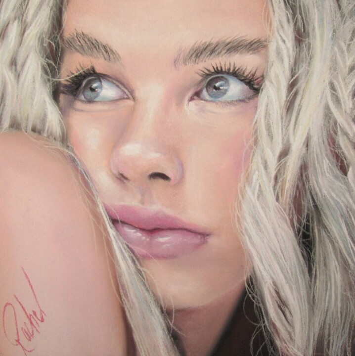 Painting titled "Portret van een jon…" by Robert Rachel, Original Artwork, Pastel