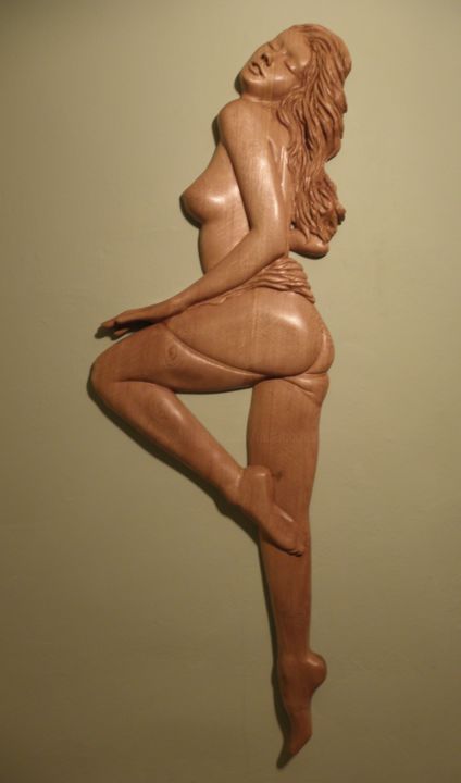 Sculptuur getiteld "Gloria" door Robert Rachel, Origineel Kunstwerk, Hout