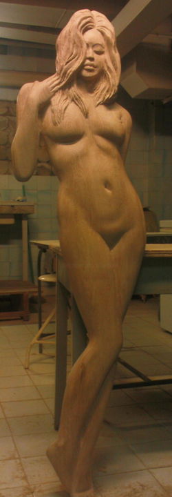 Sculpture titled "Dans l'atelier...et…" by Robert Rachel, Original Artwork, Wood