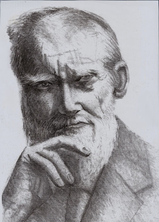 Desenho intitulada "Retrato de idoso" por Roberval Sales, Obras de arte originais, Lápis