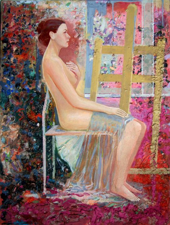 Painting titled "'Nude in the studio…" by Robin Coltrin, Original Artwork, Oil