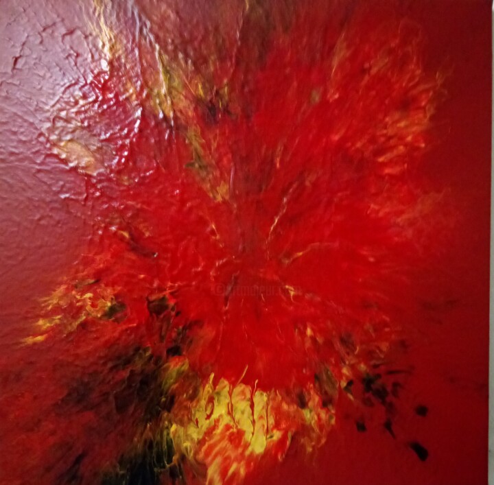 Peinture intitulée "Le volcan" par Robin Dubois (le CHAT), Œuvre d'art originale, Acrylique Monté sur Châssis en bois