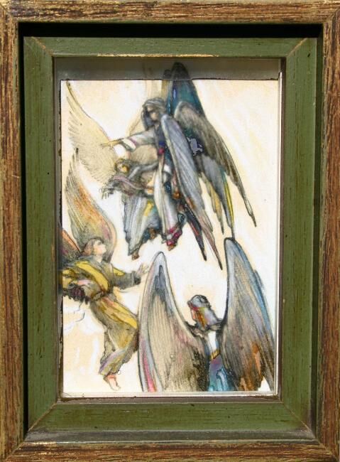 Disegno intitolato "THREE ANGELS AND A…" da Robin Mols, Opera d'arte originale