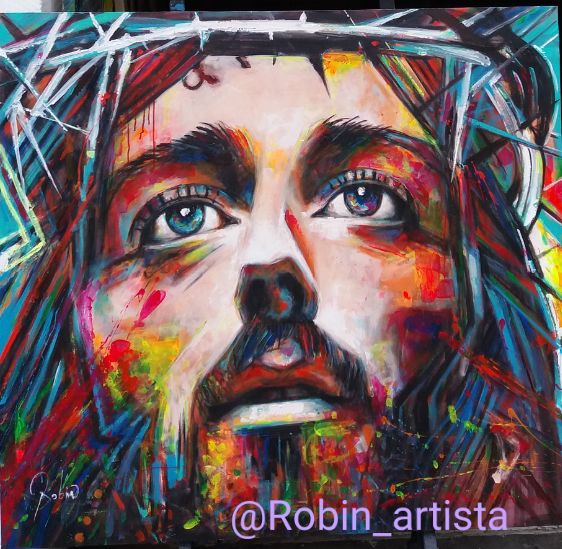 Painting titled "Jesús" by Robin Paternina Montes, Original Artwork, Oil