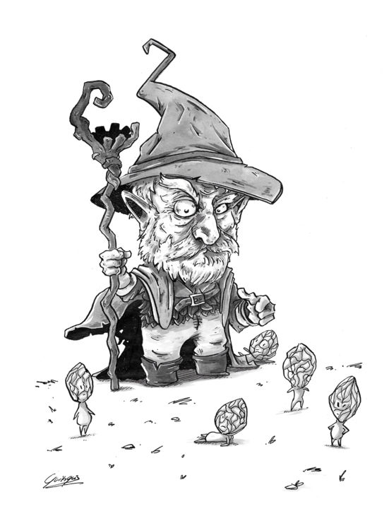 Drawing titled "#24 La morille blon…" by Quinquinou, Original Art, Ink