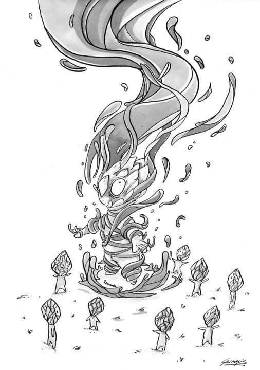 Drawing titled "#25 Magicien" by Quinquinou, Original Art, Ink