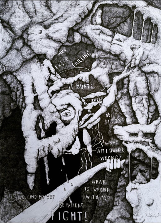 Drawing titled "Enabling roots" by Robin Schmidt, Original Artwork, Ink
