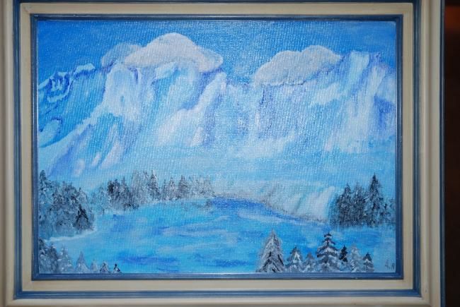 Painting titled "Paysage de neige" by A.R, Original Artwork