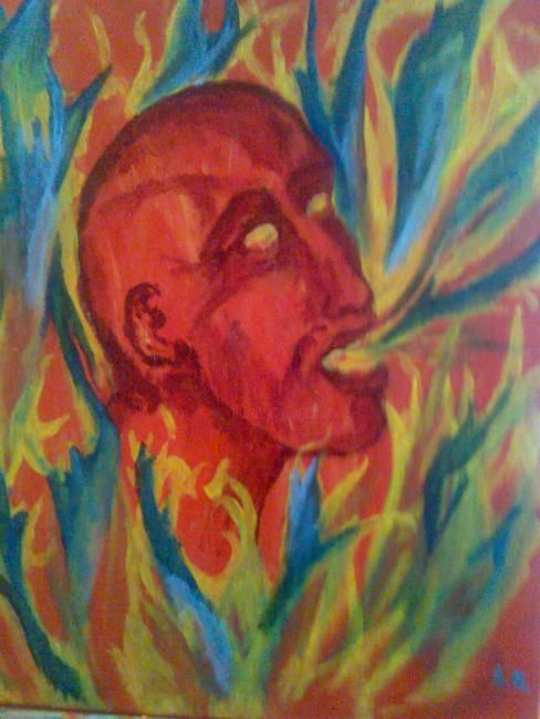 Painting titled "inferno" by A.R, Original Artwork