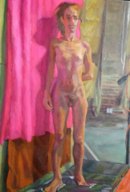 Painting titled "Nude" by Robin Frey, Original Artwork, Oil