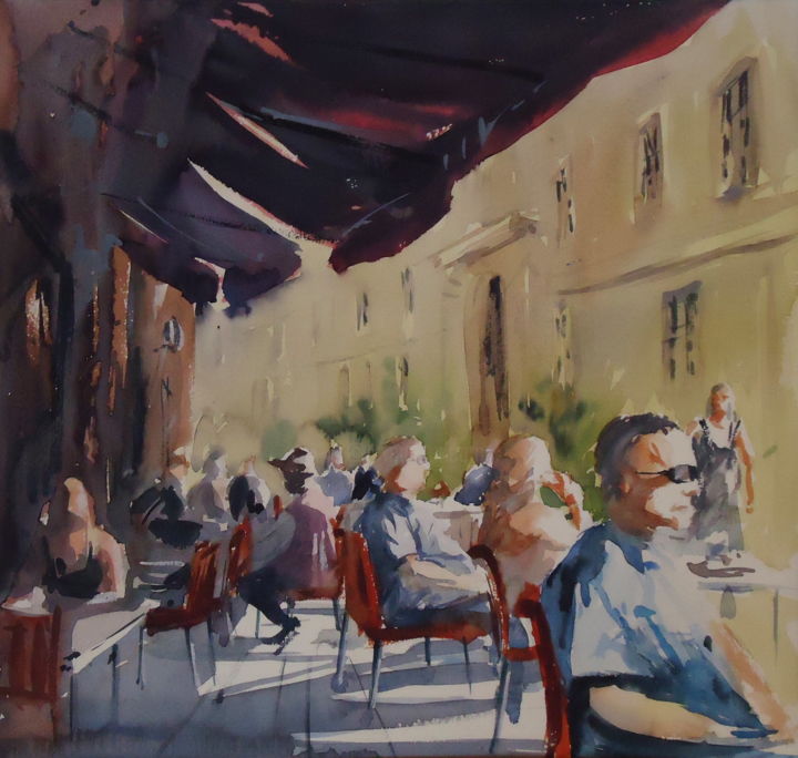 Painting titled "Terrasse" by Jean-Yves Roblès, Original Artwork