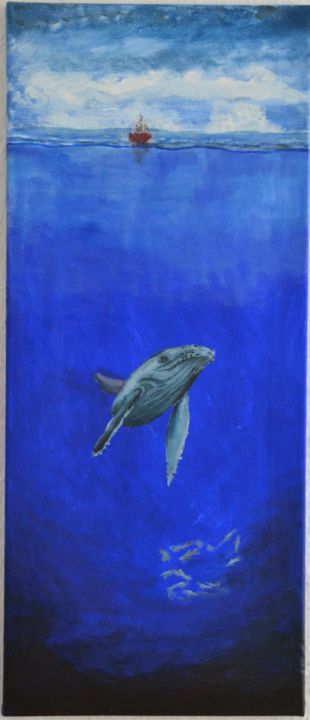 Malerei mit dem Titel "Der Wal.jpg" von Rob Oliver, Original-Kunstwerk, Acryl