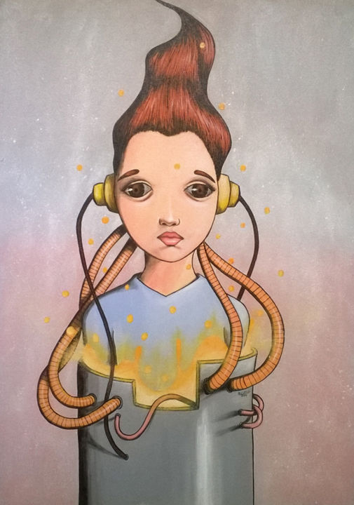 Pintura intitulada "Red Hair" por Clecio Robson, Obras de arte originais, Acrílico Montado em Maca de lona
