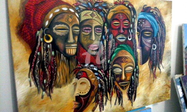 Painting titled "mascaras" by Robson Matias, Original Artwork, Oil