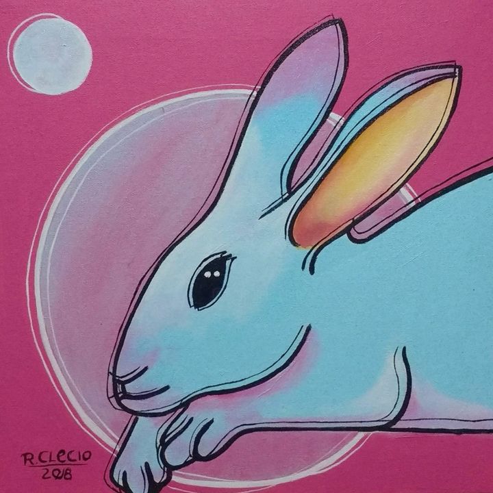 Painting titled "Rabbit" by Robson Clecio Silva, Original Artwork, Acrylic