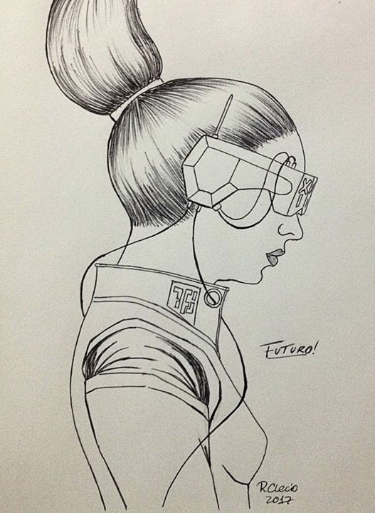 Drawing titled "Cyber" by Robson Clecio Silva, Original Artwork, Ink