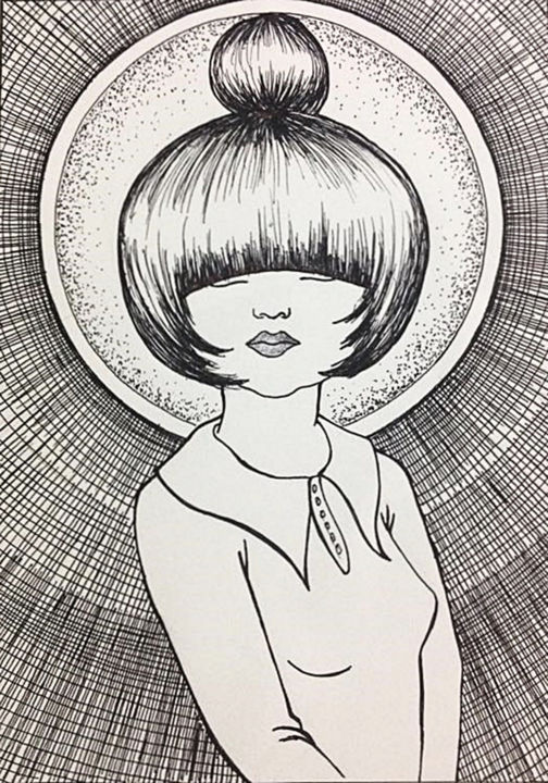 Drawing titled "Illumination-girl." by Robson Clecio Silva, Original Artwork, Ink