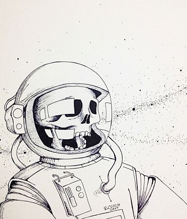 Drawing titled "Astronaut." by Robson Clecio Silva, Original Artwork, Ink