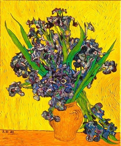 Les Iris Sur Fond Jaune Daprès Van Gogh Pintura Por Robert