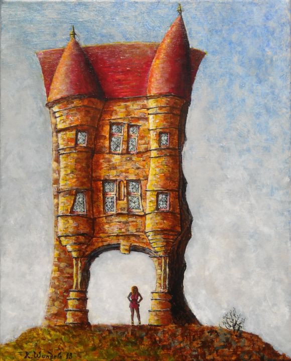 Peinture intitulée "Reims _ La porte du…" par Robert Wundele, Œuvre d'art originale, Huile