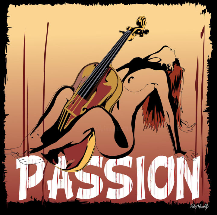 Ζωγραφική με τίτλο "passion sex music" από Roby Marelly, Αυθεντικά έργα τέχνης