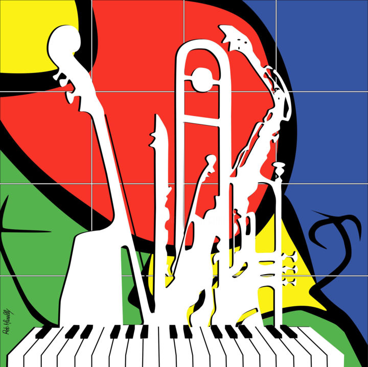 「Poster Jazz Music」というタイトルの絵画 Roby Marellyによって, オリジナルのアートワーク