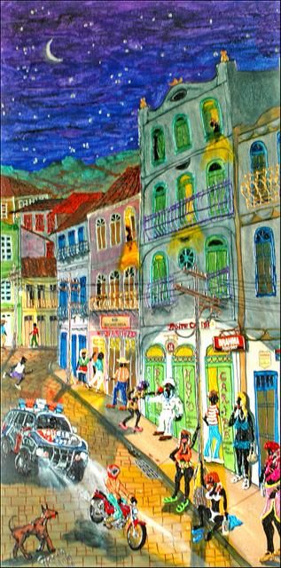 Pintura intitulada "Ronda da noite" por Rocha Maia, Obras de arte originais, Óleo