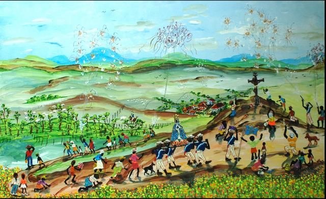 Painting titled "Peregrinação de N.S…" by Rocha Maia, Original Artwork, Oil