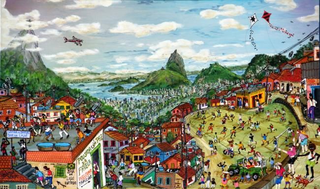 Peinture intitulée "Favela tour- Welcom…" par Rocha Maia, Œuvre d'art originale, Huile