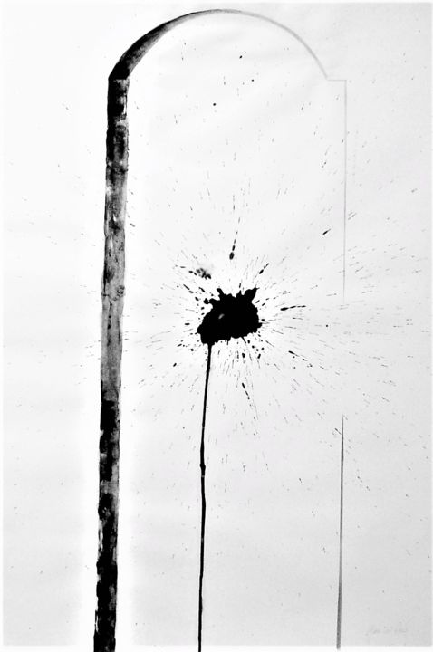 Pintura titulada "El Comienzo" por María Del Rocio Rodríguez Granada Cervantes (ROCIO ROGRAN), Obra de arte original, Tinta