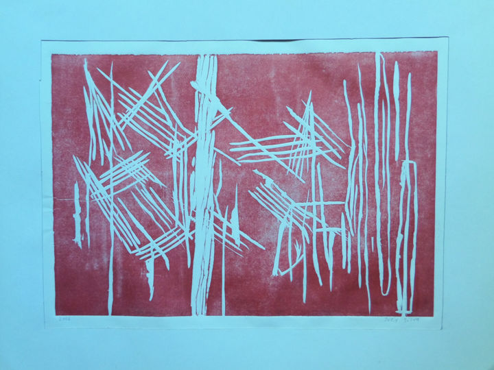 Printmaking titled "Lines" by Suzi Silva, Original Artwork, Xylography