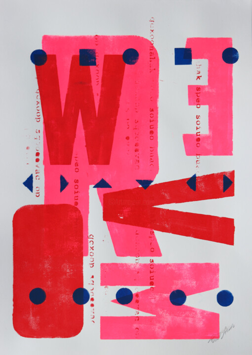 Pittura intitolato "Neon Typography #C" da Roco.Studio, Opera d'arte originale, Acrilico