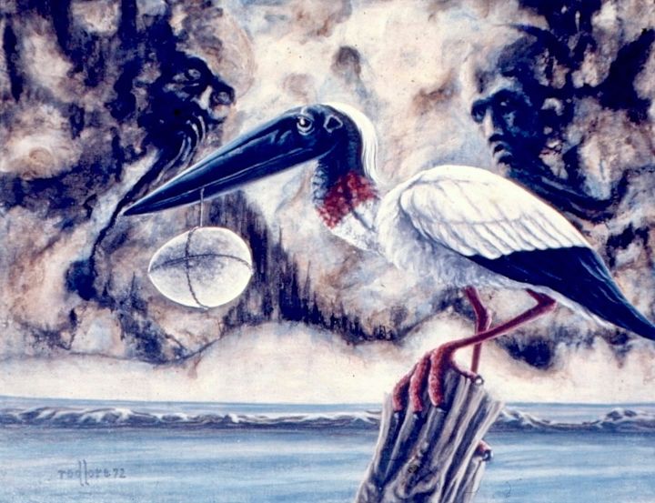 Peinture intitulée "Pelican" par Rod Lore, Œuvre d'art originale, Huile