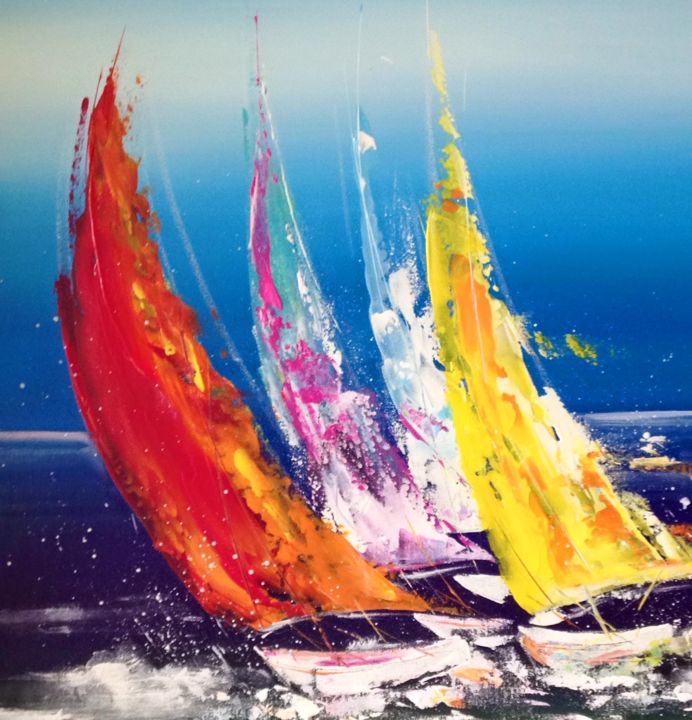 Peinture intitulée "Régate" par Patrice Rodez, Œuvre d'art originale, Acrylique