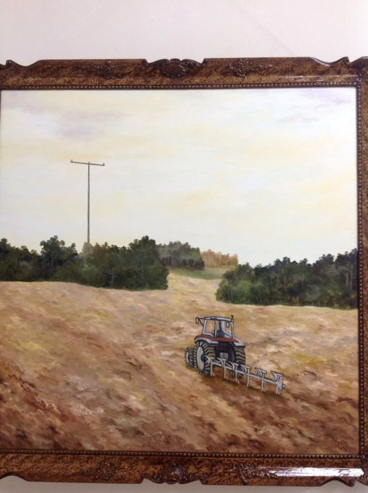 Painting titled "Autumn plowing." by Rodica Van Nieuwenhuize, Original Artwork, Oil