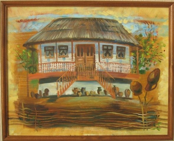 Painting titled "Genitors’ House" by Rodica Hoxuan, Original Artwork