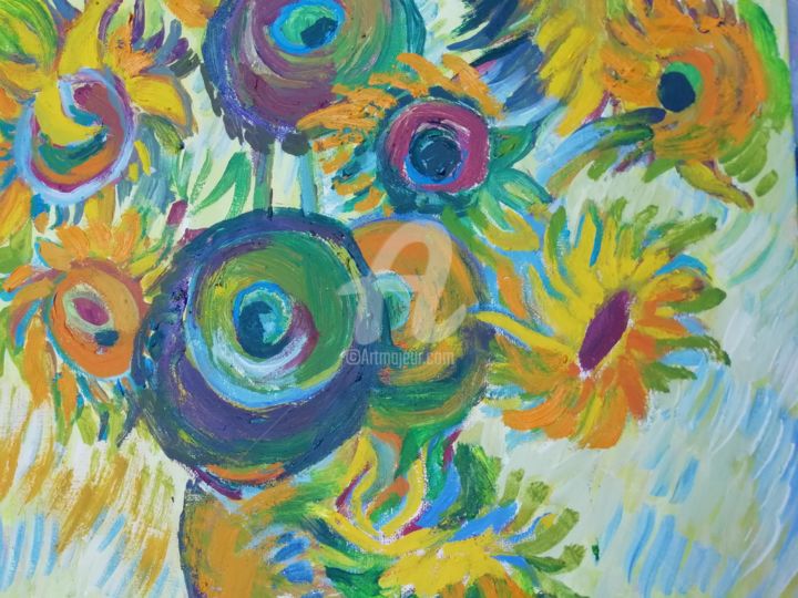 Painting titled "Sommer fllowers" by Rodica, Original Artwork