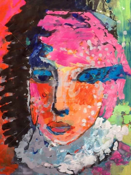 Peinture intitulée "Abstract Portrait" par Rodica, Œuvre d'art originale, Acrylique