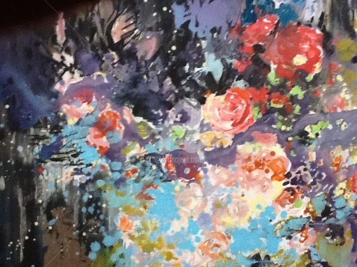 Painting titled "Flowers" by Rodica, Original Artwork