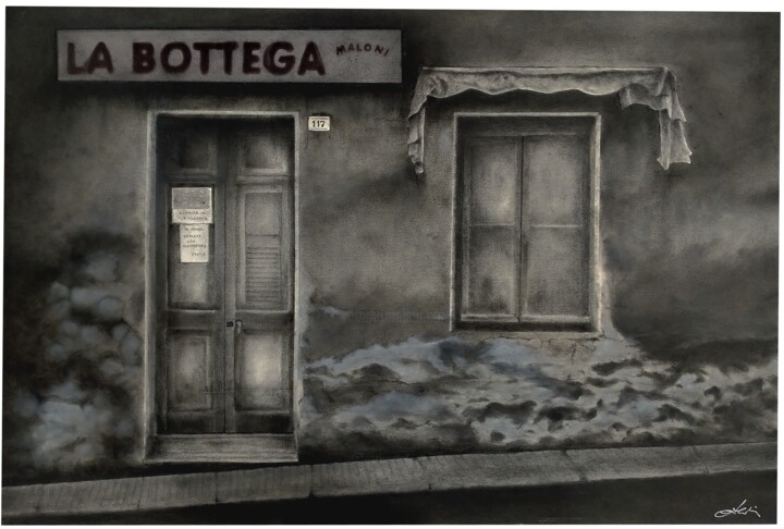 Рисунок под названием "bottegs" - Rodolfo Aldi, Подлинное произведение искусства, Пастель