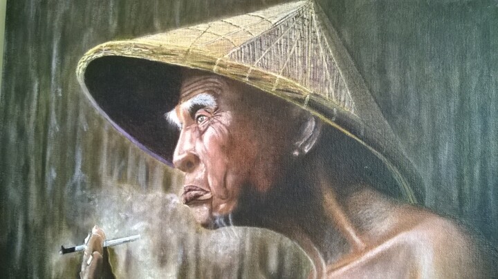 Painting titled "Vietnamita.jpg" by Rodolfo Rivera, Original Artwork, Oil