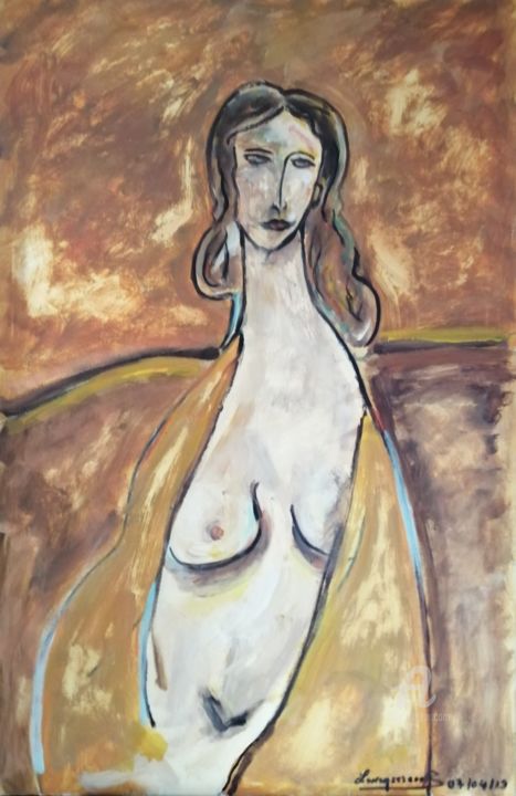 Painting titled "La madone" by Rodolphe Lavayssiere, Original Artwork, Oil